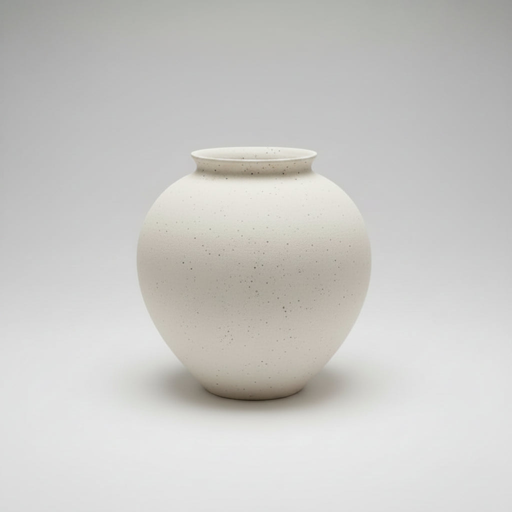 Short Beige Ceramic Vase