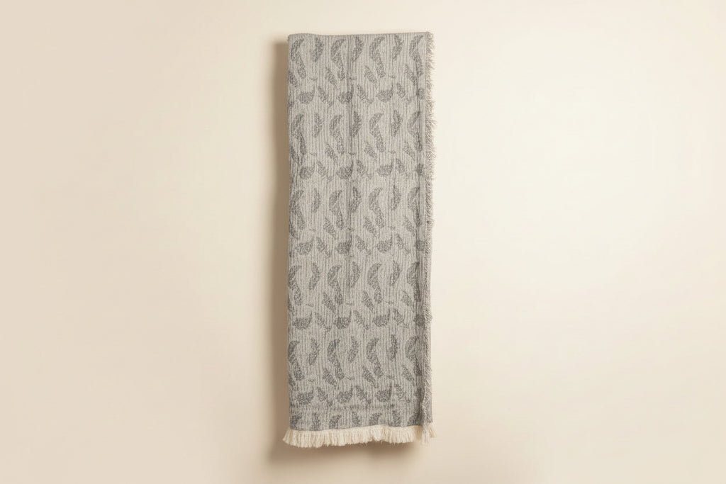 Gray Leaf Cotton Throw Blanket