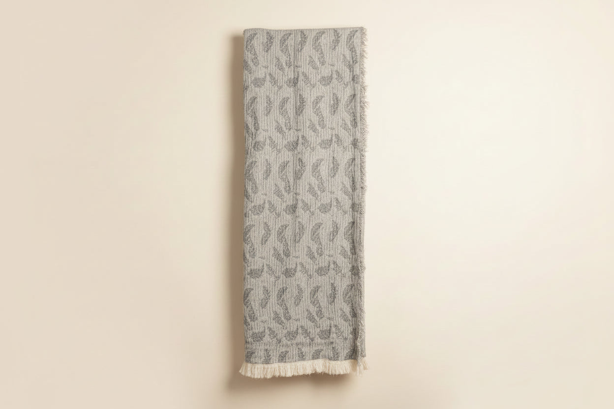 Gray Leaf Cotton Throw Blanket
