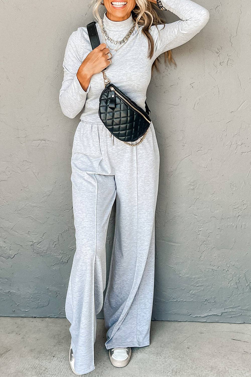 Lounge Long Sleeve Top & Wide Leg Pants Set