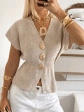 Women’s Short Sleeve V-Neck Button-Up Cardigan