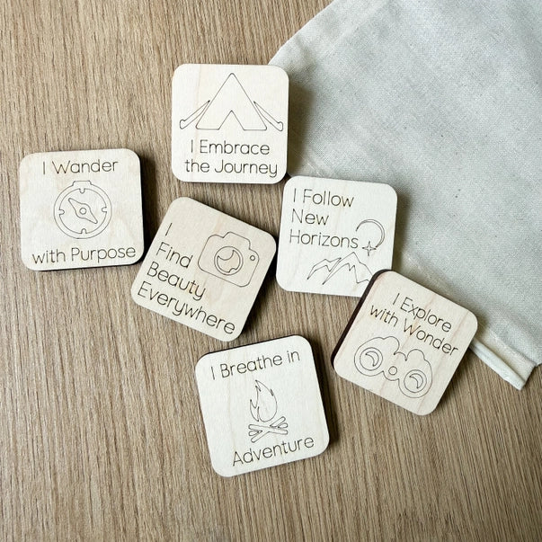 Adventure Wooden Tokens - Nature-Themed, Outdoors Gift