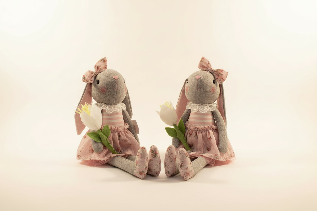 Gray Spring Time Bunny
