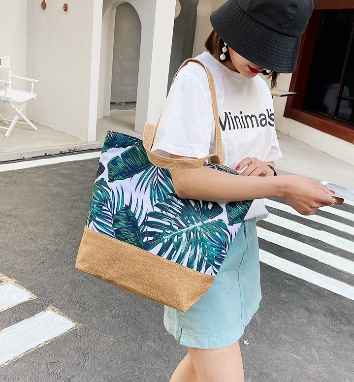Large Canvas Tropical Shoulder Bags