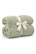 Sage Green Chunky Knit Blanket Throw 50"x70"