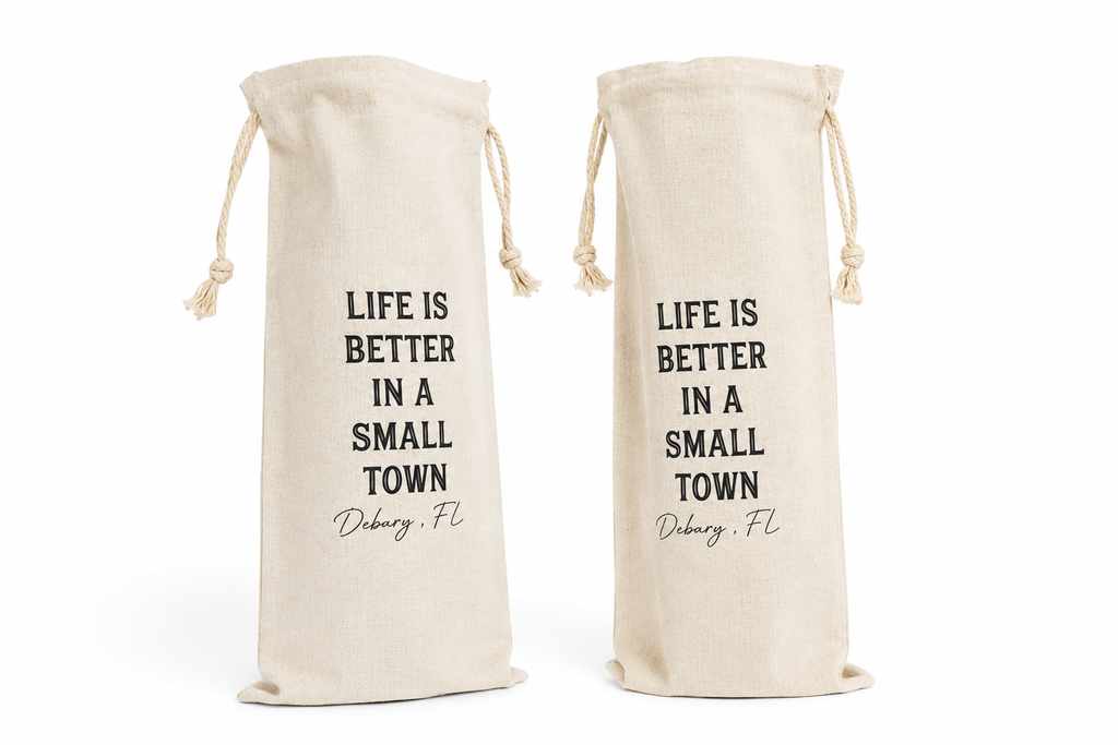Life is Better Small Town DeBary FL Canvas Wine Bag