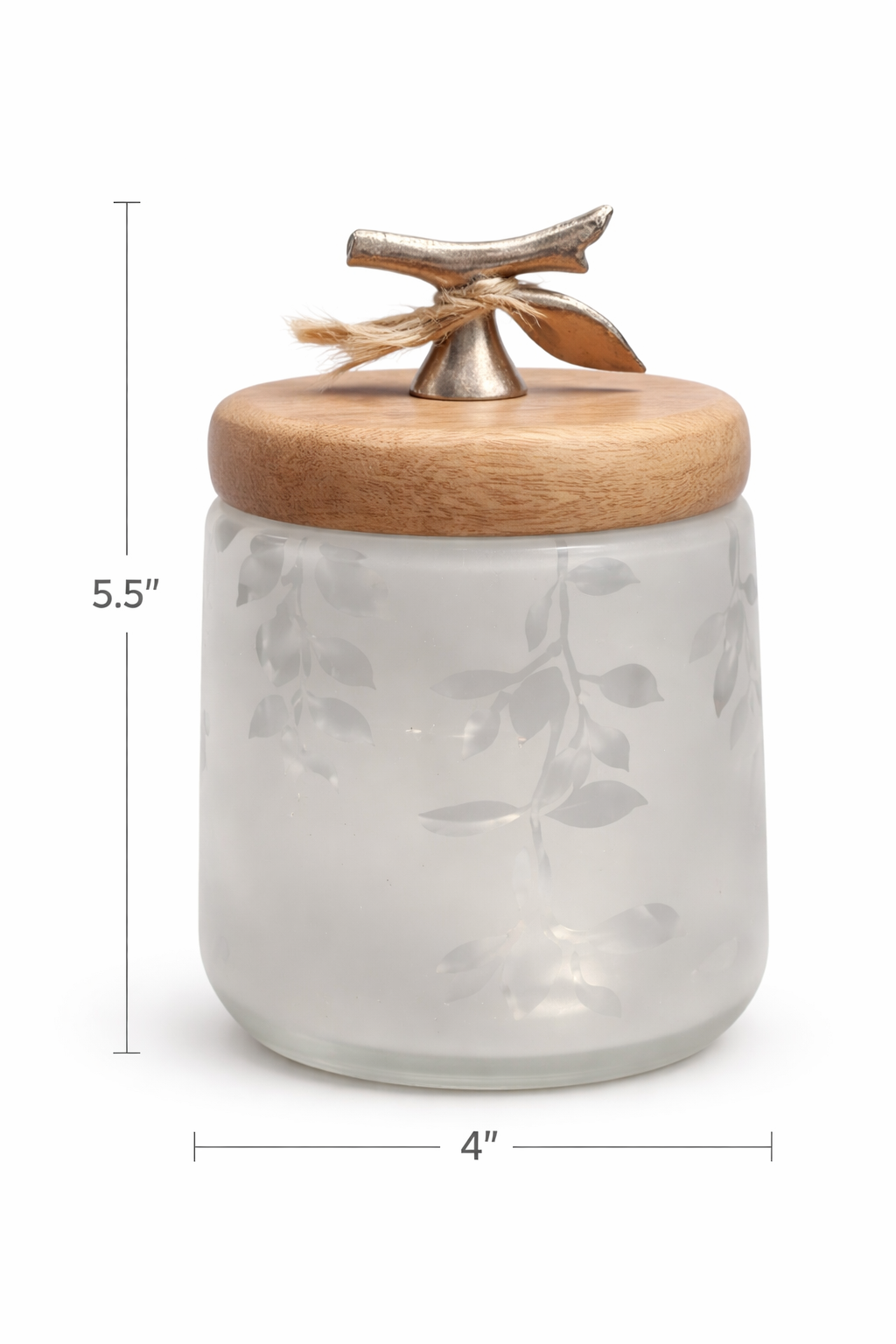 Twiggy Frosted Glass Jars with Wooden Lids 2pc set