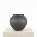 Dark Potted Ceramic Vase | 10"