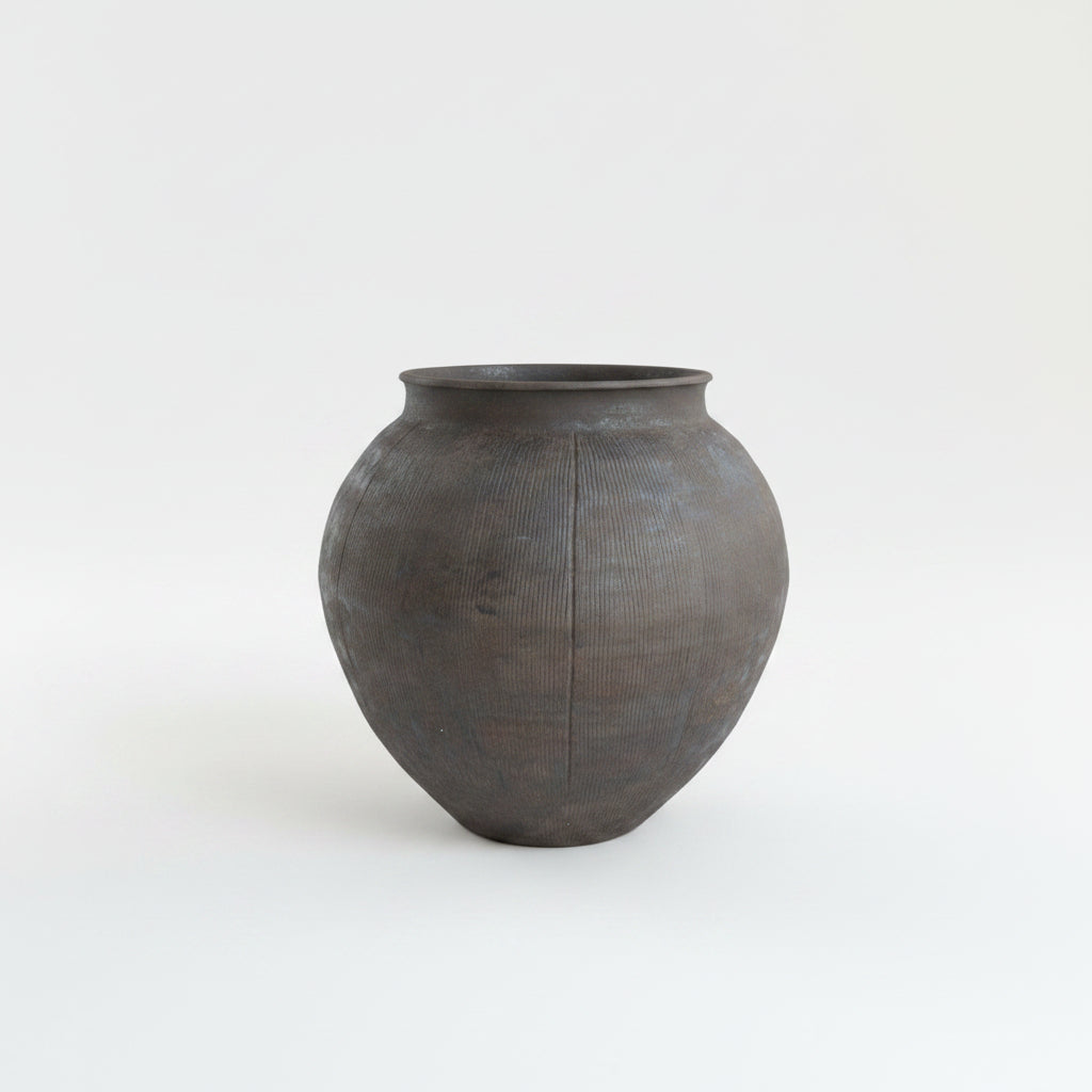 Dark Potted Ceramic Vase | 14"