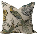 Yellow Grey Chinoiserie Bird Throw Pillow