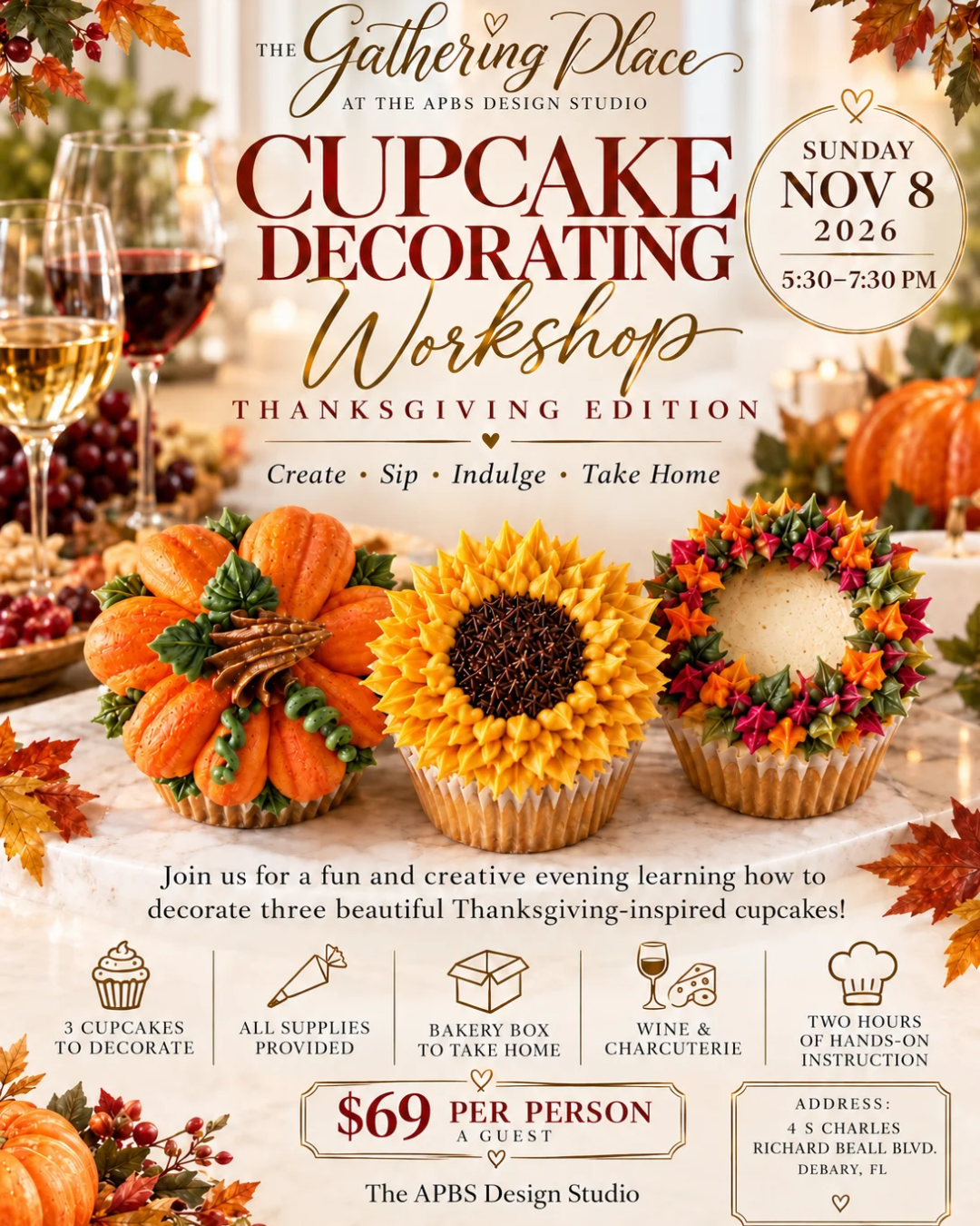 Cupcake Decorating Workshop – Thanksgiving Edition