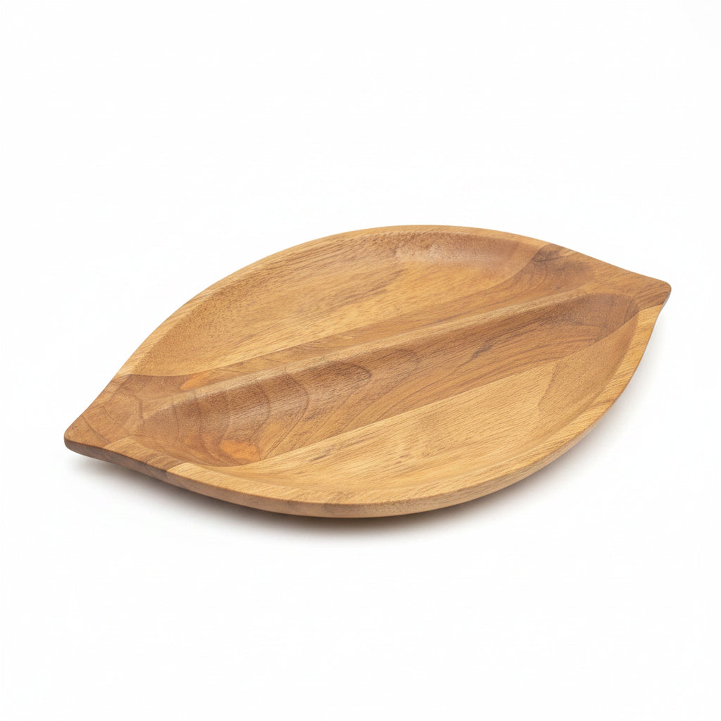 Medium Mango Wood Round Leaf Tray