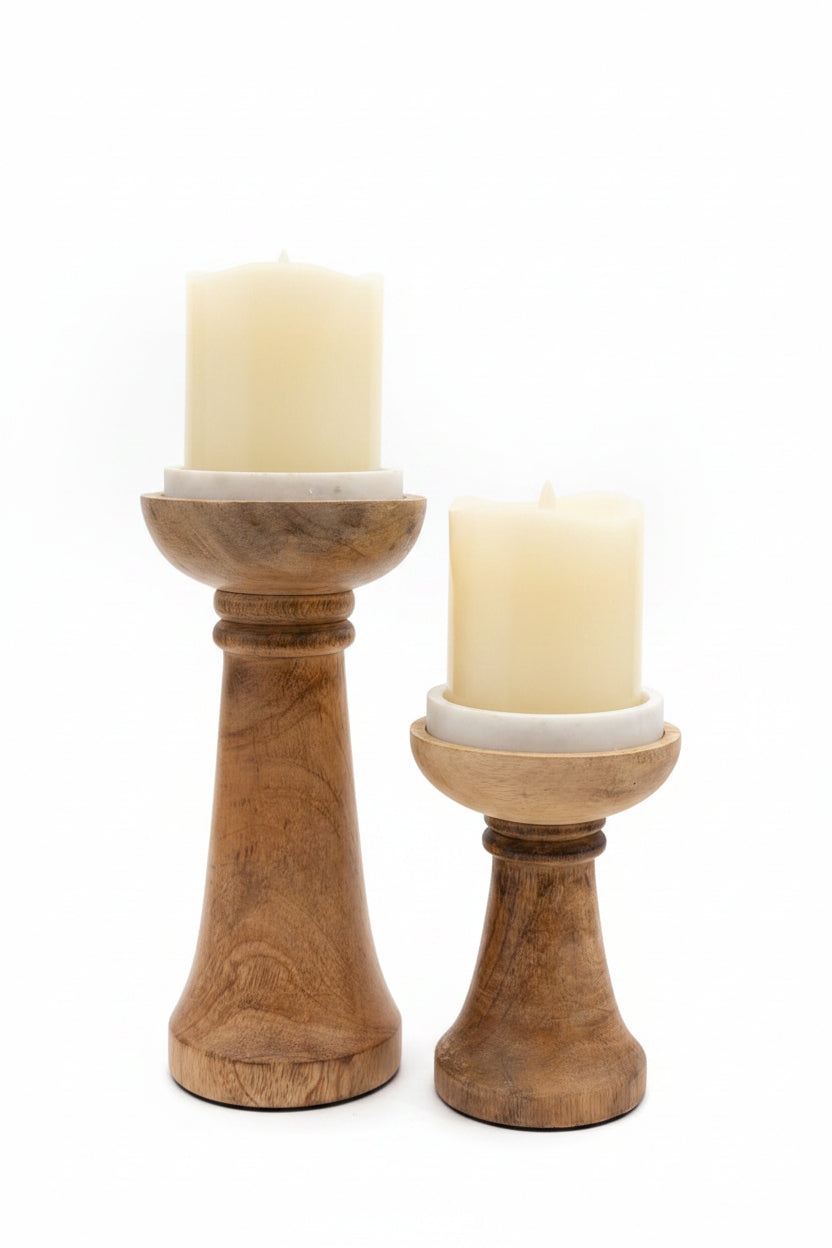 Wood & Marble Candle Stands