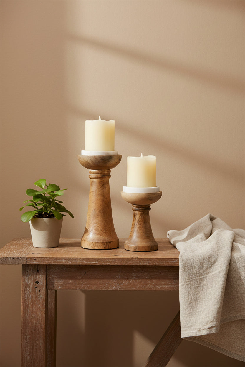 Wood & Marble Candle Stands