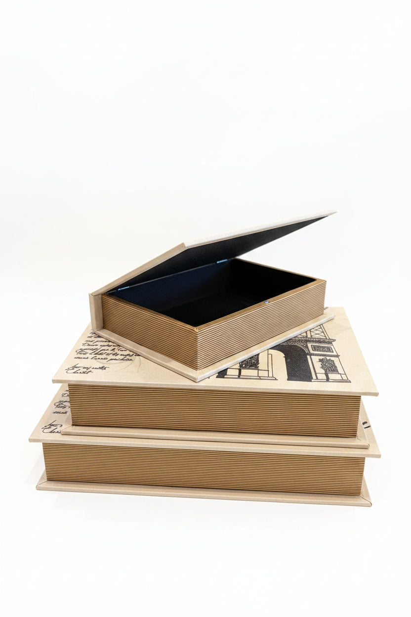 Paris-inspired wooden storage books | set of 3