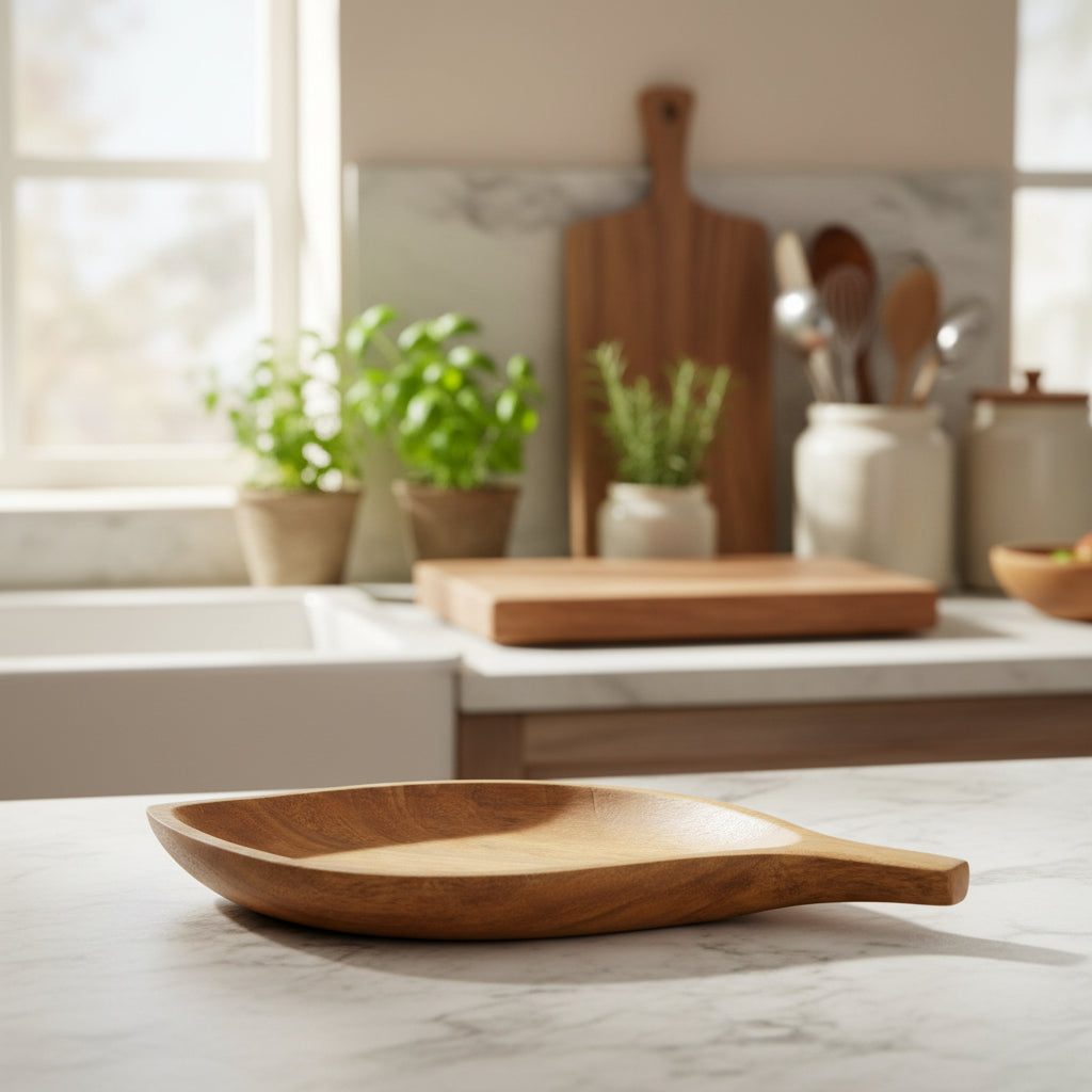 Small Mango Wood Leaf Tray