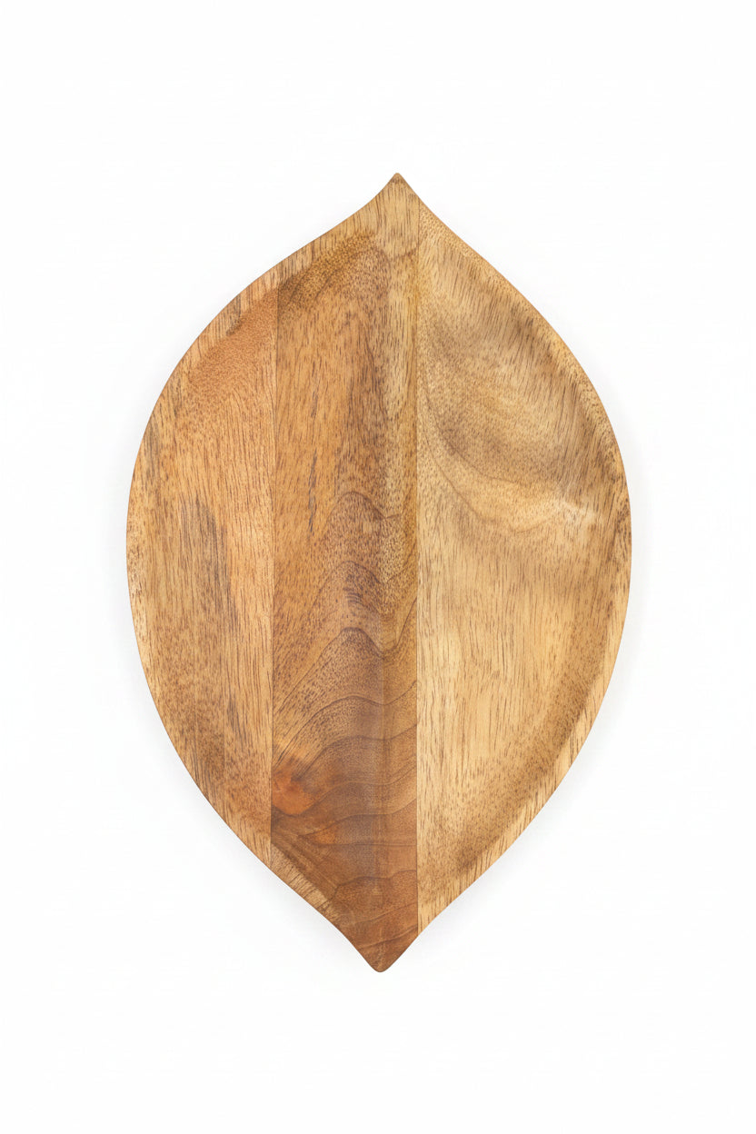 Medium Mango Wood Round Leaf Tray