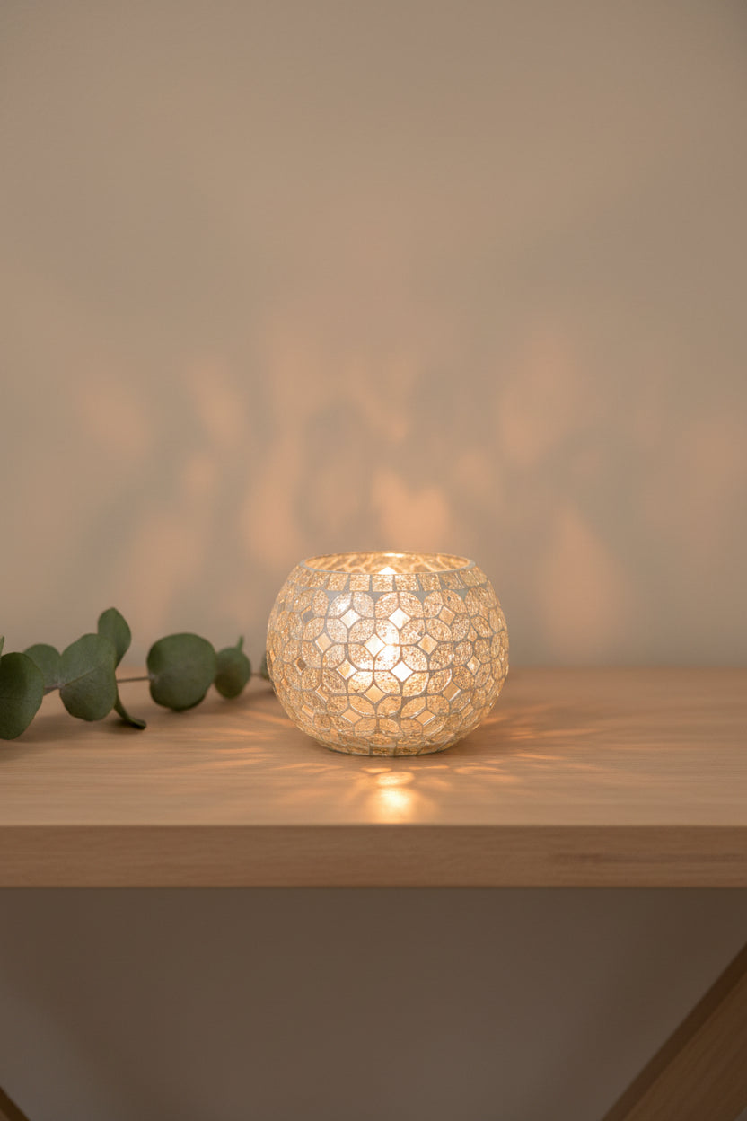 Decorative Bowl with Crystals & Mirror Accents