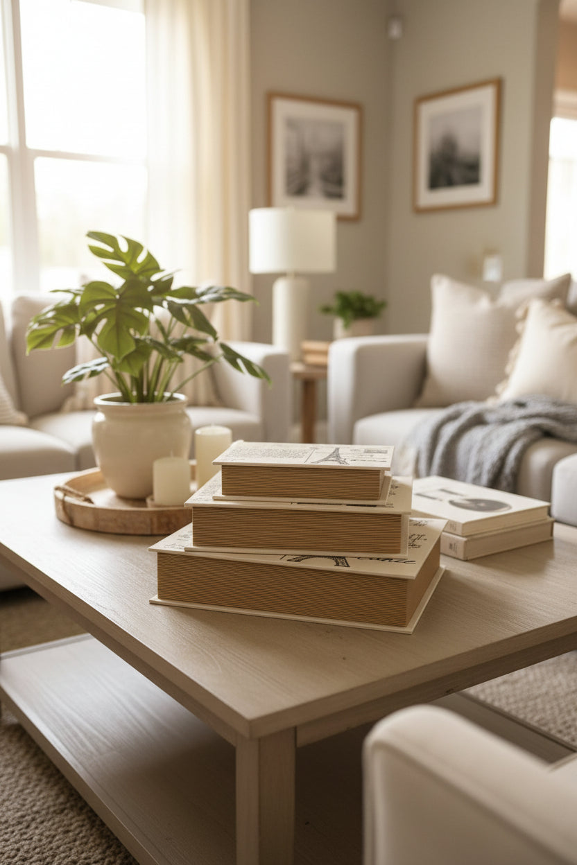 Paris-inspired wooden storage books | set of 3