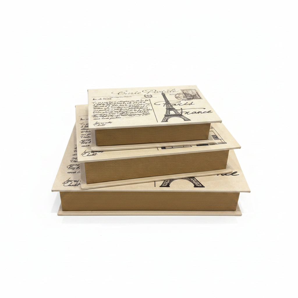 Paris-inspired wooden storage books | set of 3
