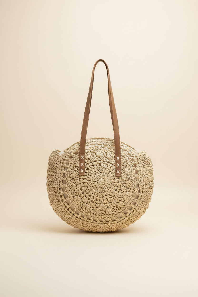 Straw Woven Beach Tote Bag