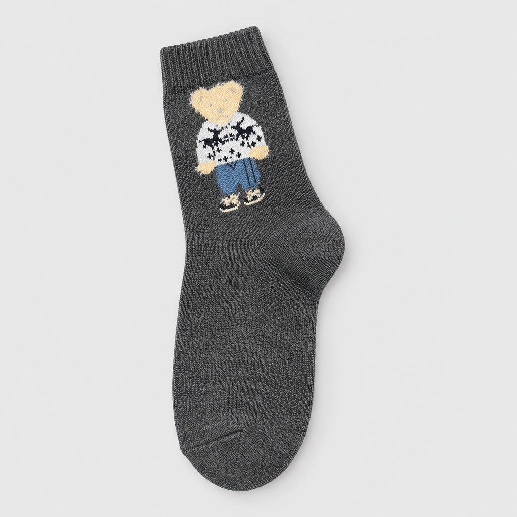 Vintage Bear Fleece-Lined Mid-Calf Socks
