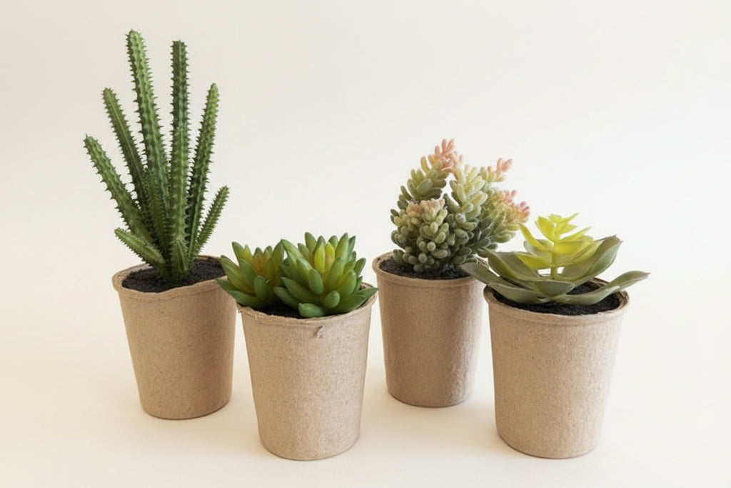 Succulents in Paper Mache Pots