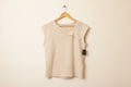 V-Neck Wrinkled Almond Beige Top