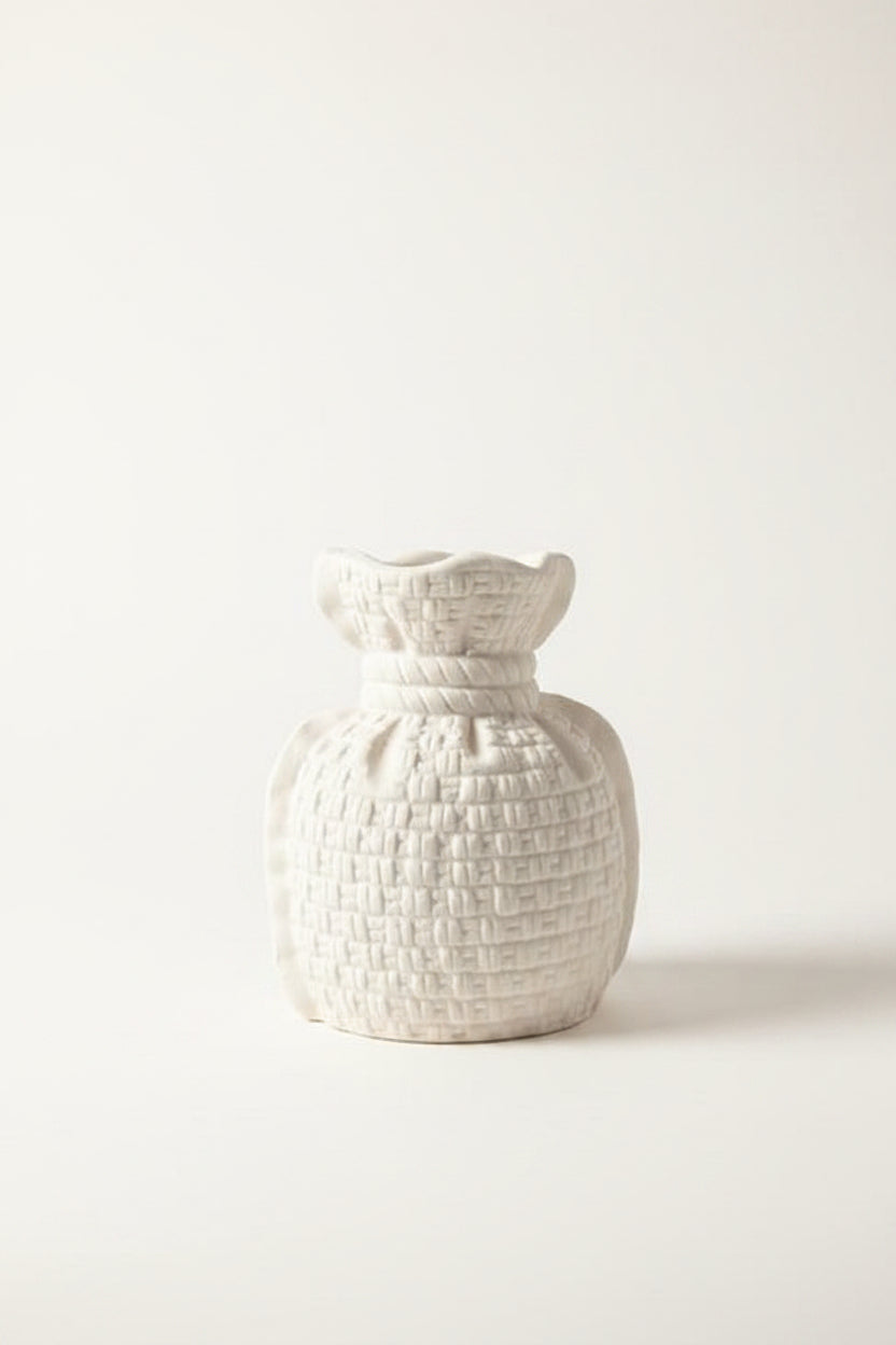 Woven Textured Ceramic Bag Vase