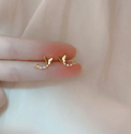 Gold-Plated Zircon Stud Butterfly Earrings