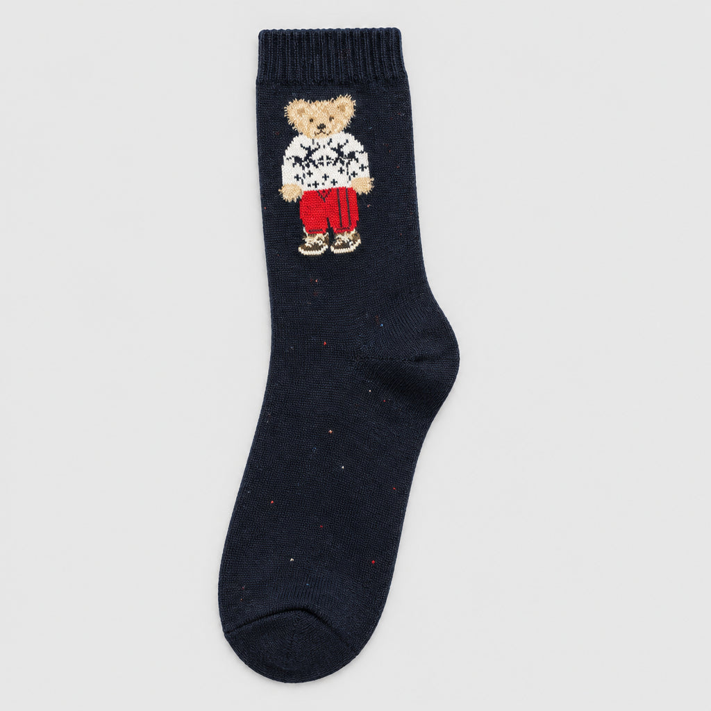 Vintage Bear Fleece-Lined Mid-Calf Socks