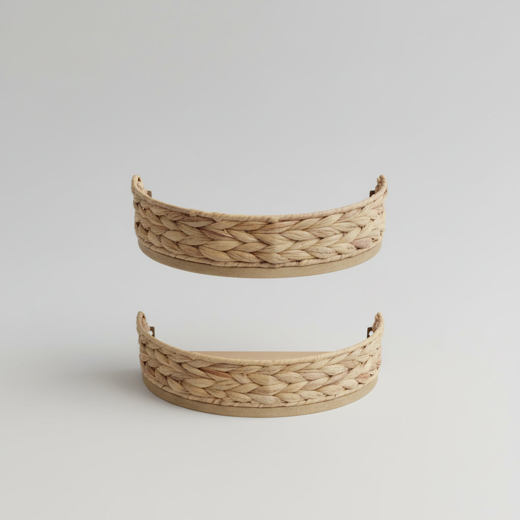 Half Round Water Hyacinth Shelves