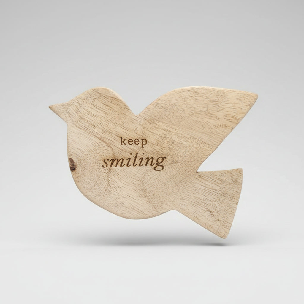 Mango Wood Bird Inspirational Trinket Tray