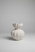 White Scalloped Ruffled Ceramic Vase