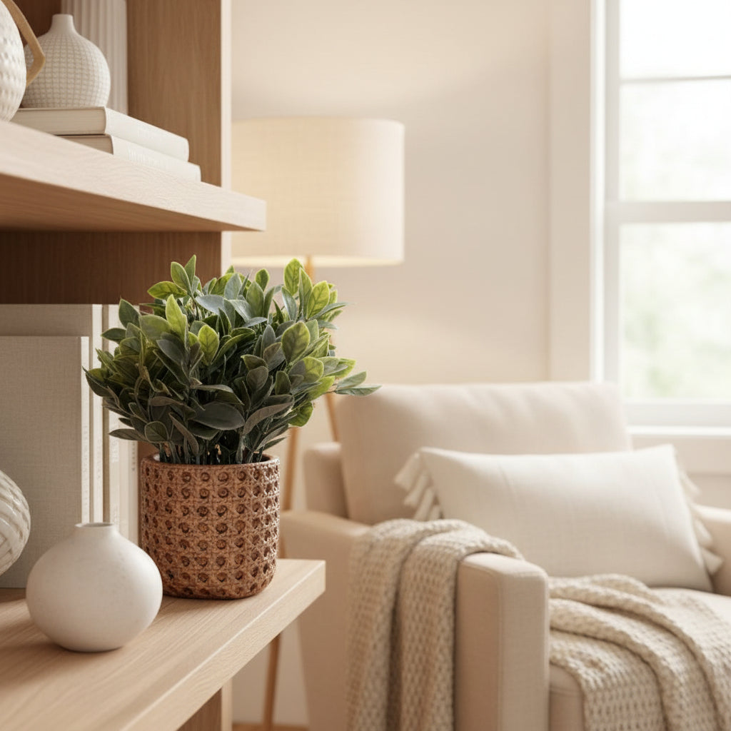 Ceramic Rattan Potted Plant