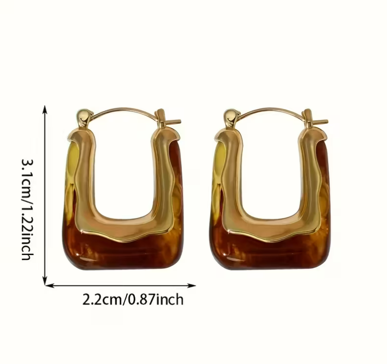 Vintage Resin Bangle & U-Shaped Earring Set