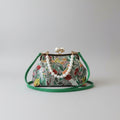 Floral Patterned Pearl Clasp Handbag