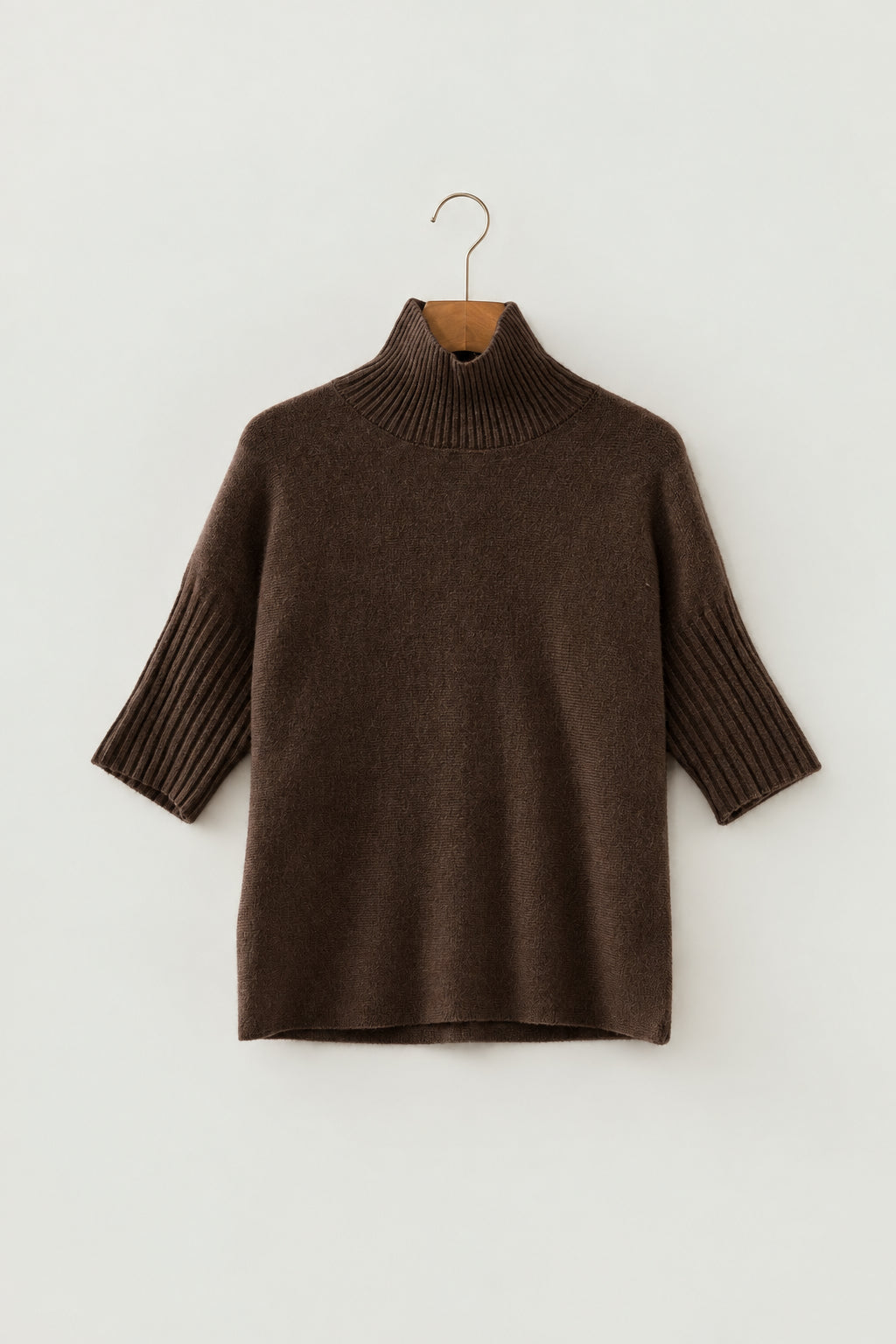 Mock Neck Ribbed Short Sleeve Sweater Top