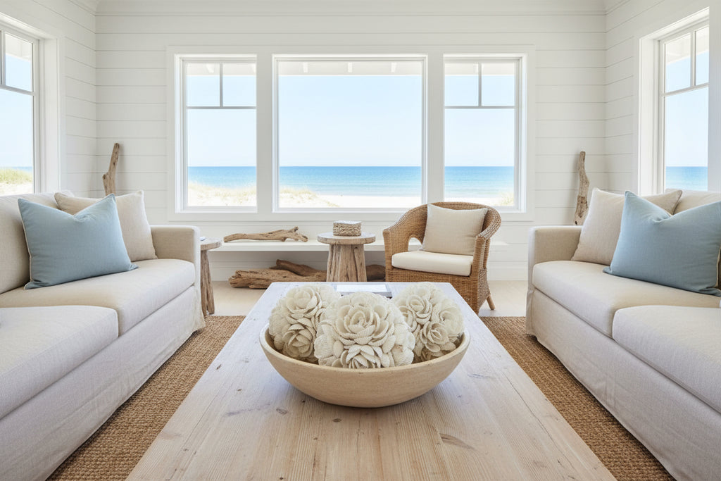 White Shell Orbs – Coastal Decorative Accent Spheres