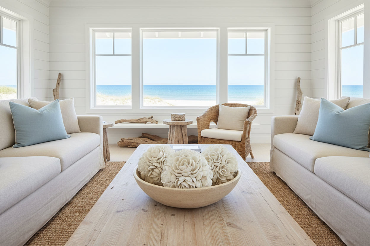 White Shell Orbs – Coastal Decorative Accent Spheres