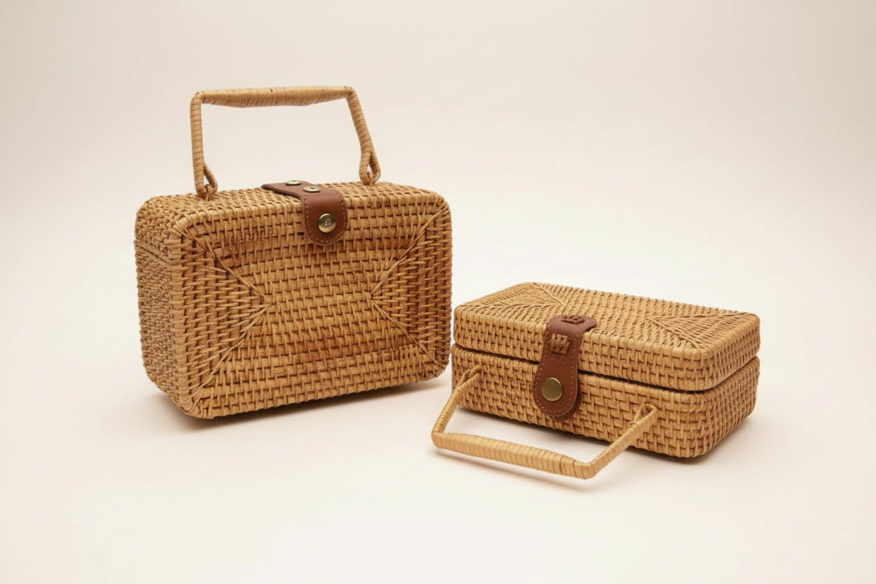 Natural Rattan Woven Shoulder Bags