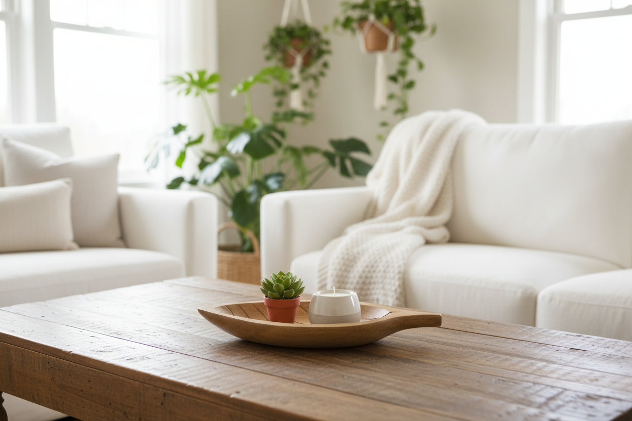Large Hand Carved Leaf Tray