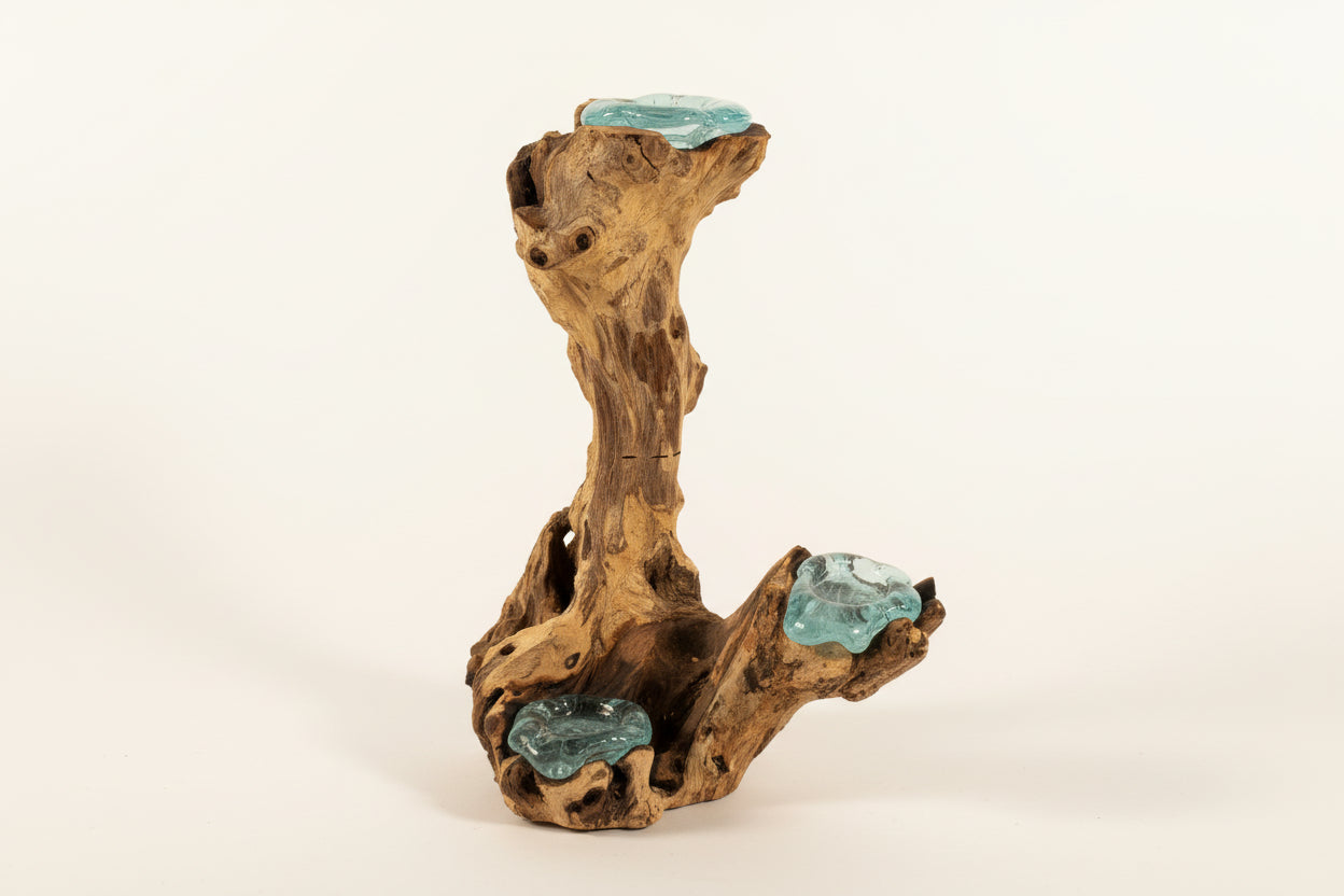 Natural Three Dish Melted Glass Stand