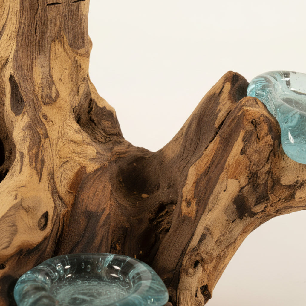 Natural Three Dish Melted Glass Stand