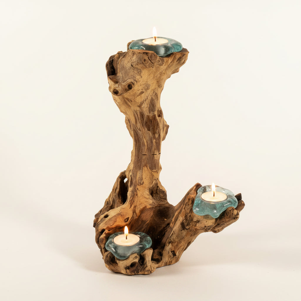 Natural Three Dish Melted Glass Stand