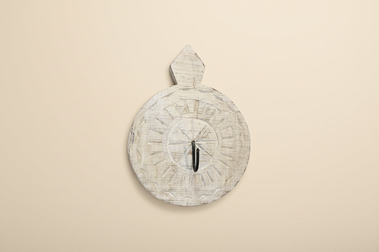 Rustic Round Carved Wooden Hooks