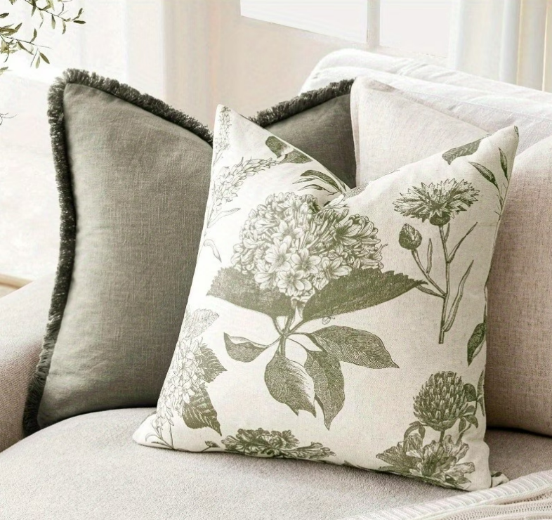 Green Floral Vintage Pillows