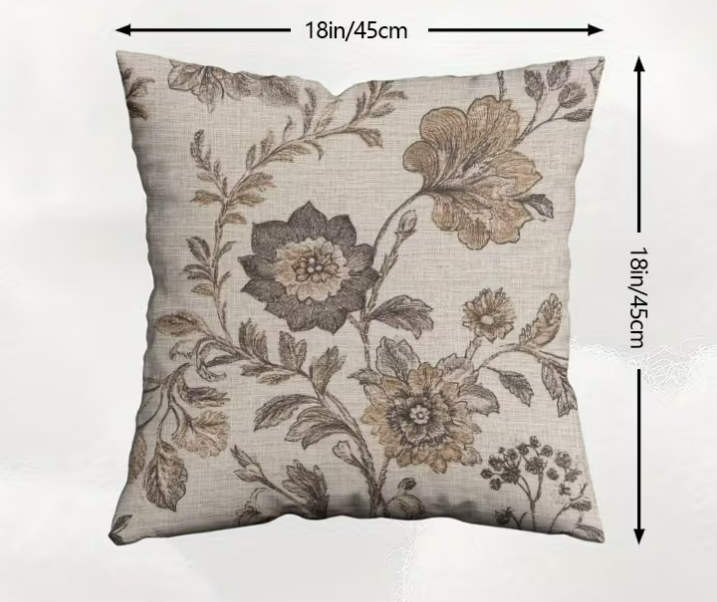 Elegant Brown Floral Throw Pillow