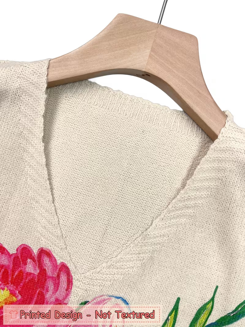 Women's Artistic Print Sleeveless Sweater Vest