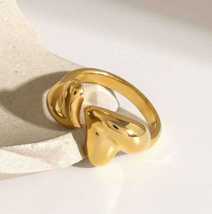 Gold Double Heart Ring